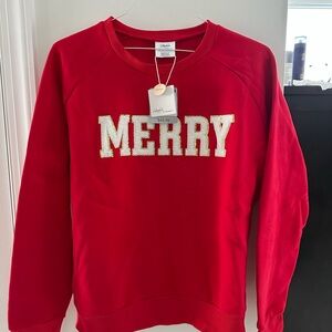 Festive Red 'MERRY' Sweatshirt